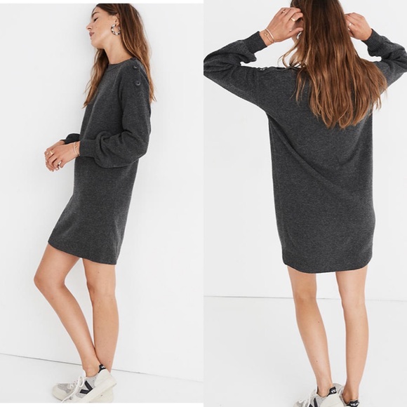 SOLD! 💚Madewell Button Shoulder Sweater Dress - Picture 2 of 8